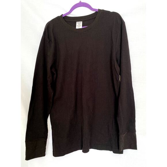 Mens Extra Large XL Long Sleeved black pullover waffle knit shirt by Joe Boxer - Picture 2 of 5